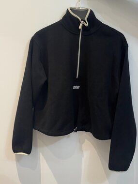 DKNY Black Fleece Half‑Zip Pullover